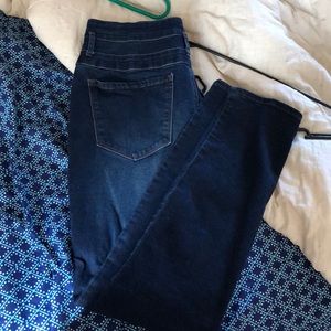 High waisted dark wash jeans